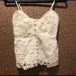 NWT- Abercrombie and Fitch White Lace Peplum Cami